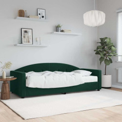 Sofá-cama com colchão 90x200 cm veludo verde-escuro