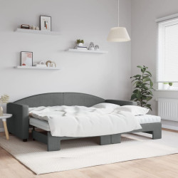 Sofá-cama c/ gavetão e colchões 90x200cm tecido cinzento-escuro
