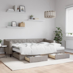 Sofá-cama c/ gavetão/gavetas 80x200 cm tecido cinza-acastanhado