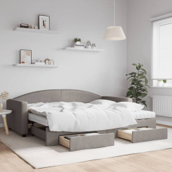 Sofá-cama c/ gavetão/gavetas 90x200 cm tecido cinza-acastanhado