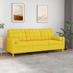 Sofá 3 lugares + almofadas decoração 180cm tecido amarelo-claro