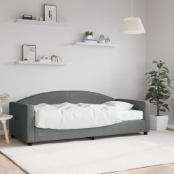 Sofá-cama com colchão 90x190 cm tecido cinzento-escuro