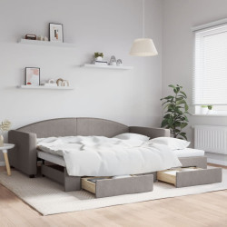 Sofá-cama c/ gavetão/gavetas 100x200cm tecido cinza-acastanhado