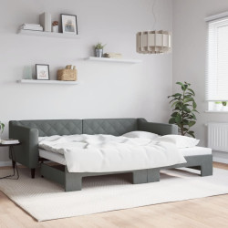 Sofá-cama com gavetão 90x200 cm tecido cinzento-escuro