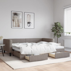 Sofá-cama c/ gavetão/gavetas 90x200 cm tecido cinza-acastanhado