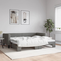 Sofá-cama com gavetão 90x200 cm tecido cinzento-escuro