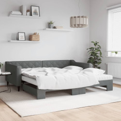 Sofá-cama c/ gavetão/colchões 100x200cm tecido cinzento-escuro