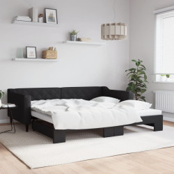 Sofá-cama com gavetão 100x200 cm tecido preto