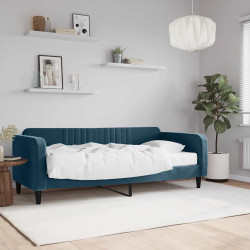 Sofá-cama com colchão 90x200 cm veludo azul