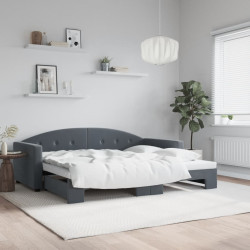 Sofá-cama com gavetão 90x200 cm veludo cinzento-escuro