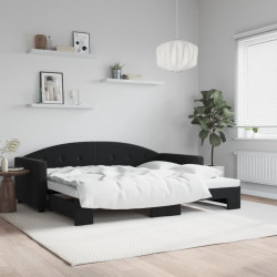 Sofá-cama com gavetão 90x190 cm veludo preto