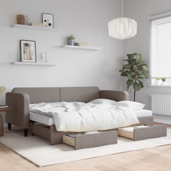 Sofá-cama c/ gavetão/gavetas 80x200 cm tecido cinza-acastanhado