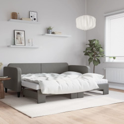 Sofá-cama c/ gavetão e colchões 90x200cm tecido cinzento-escuro