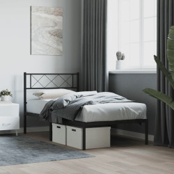 Estrutura de cama metal s/ colchão c/ cabeceira 75x190 cm preto
