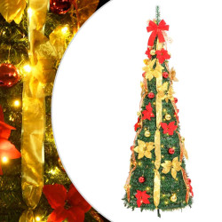 Árvore de natal artificial pop-up c/ 100 luzes LED 150 cm verde