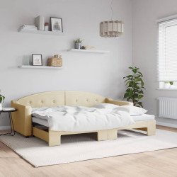 Sofá-cama com gavetão 80x200 cm tecido cor creme