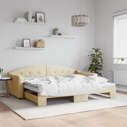 Sofá-cama com gavetão 90x200 cm tecido cor creme