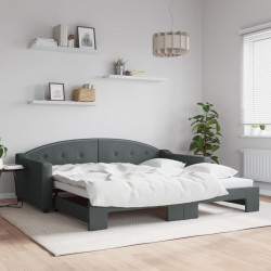 Sofá-cama com gavetão 100x200 cm tecido cinzento-escuro