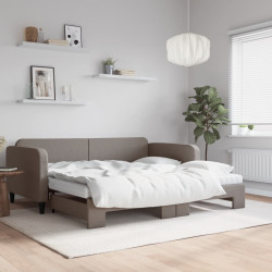Sofá-cama + gavetão/colchões 100x200cm tecido cinza-acastanhado