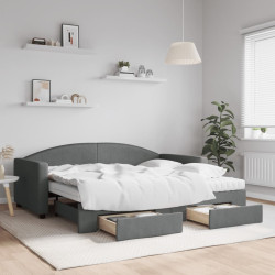 Sofá-cama c/ gavetão e gavetas 90x190 cm tecido cinzento-escuro