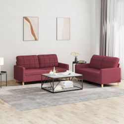 2 Pcs conjunto de sofás com almofadões tecido vermelho tinto