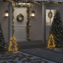 Decoração árvore de natal c/ luz e estacas 80 luzes LED 60 cm