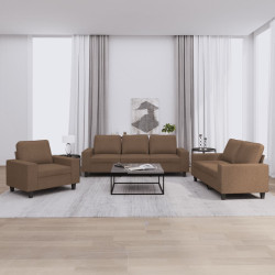 3 Pcs conjunto de sofás tecido castanho