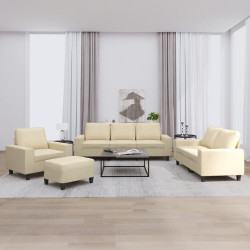 4 Pcs conjunto de sofás tecido cor creme
