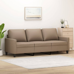 Sofá de 3 lugares 180 cm couro artificial cor cappuccino