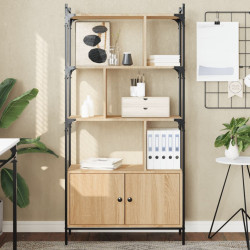Estante com portas em carvalho sonoma 76,5x30x154,5 cm, madeira engenheirada