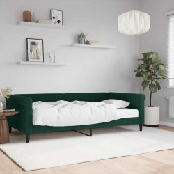 Sofá-cama com colchão 100x200 cm veludo verde-escuro