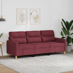Sofá de 3 lugares tecido 180 cm vermelho tinto