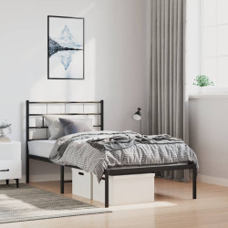 Estrutura de cama com cabeceira 100x200 cm metal preto