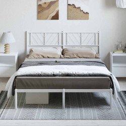 Estrutura de cama com cabeceira 135x190 cm metal branco