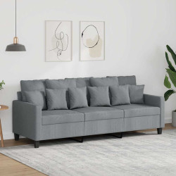 Sofá de 3 lugares 180 cm tecido cinza-claro