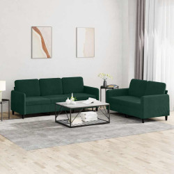 2 Pcs conjunto de sofás veludo verde-escuro