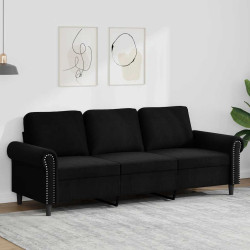 Sofá de 3 lugares 180 cm veludo preto