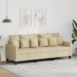 Sofá de 3 lugares tecido 180 cm cor creme