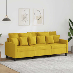 Sofá de 3 lugares 180 cm tecido amarelo-claro