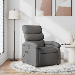 Poltrona de massagens reclinável tecido cinzento-escuro