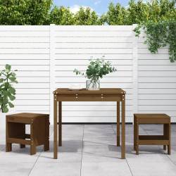 3 Pcs conj. bistrô p/ jardim madeira pinho maciça castanho mel