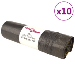 Sacos do lixo com atilhos 250 pcs 35 l preto