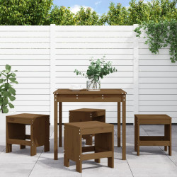5 Pcs conj. jantar p/ jardim madeira pinho maciça castanho mel
