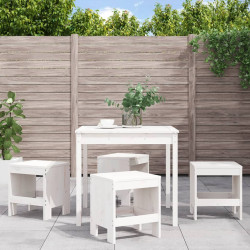 5 Pcs conj. de jantar p/ jardim madeira de pinho maciça branco