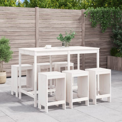 7 Pcs conjunto de bar para jardim pinho maciço branco