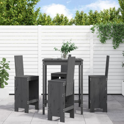 5 Pcs conjunto de bar para jardim pinho maciço cinzento