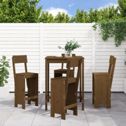 5 Pcs conj. de bar p/ jardim madeira pinho maciça castanho-mel