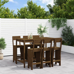 7 Pcs conj. de bar p/ jardim madeira pinho maciça castanho-mel