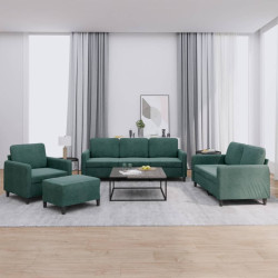 4 Pcs conjunto de sofás veludo verde-escuro