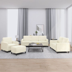 4 Pcs conjunto de sofás veludo cor creme